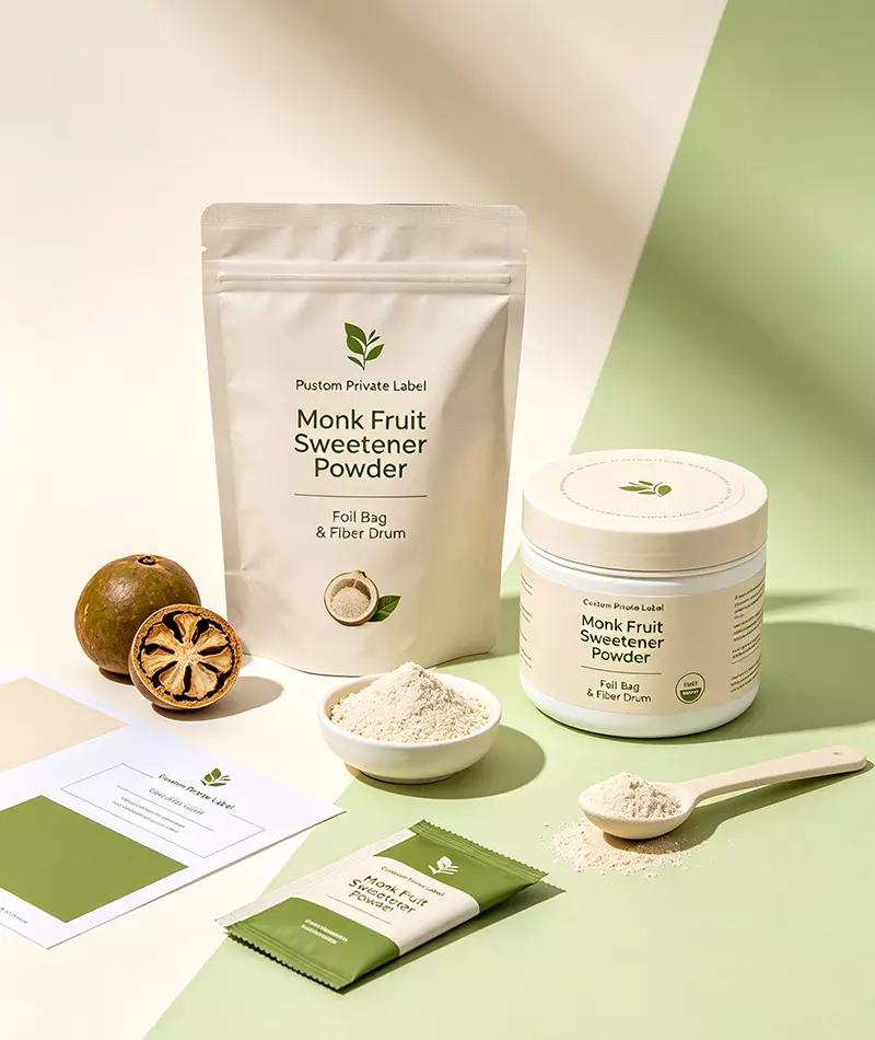 Custom private label foil bag fiber drum OEM for monk fruit sweetener powder