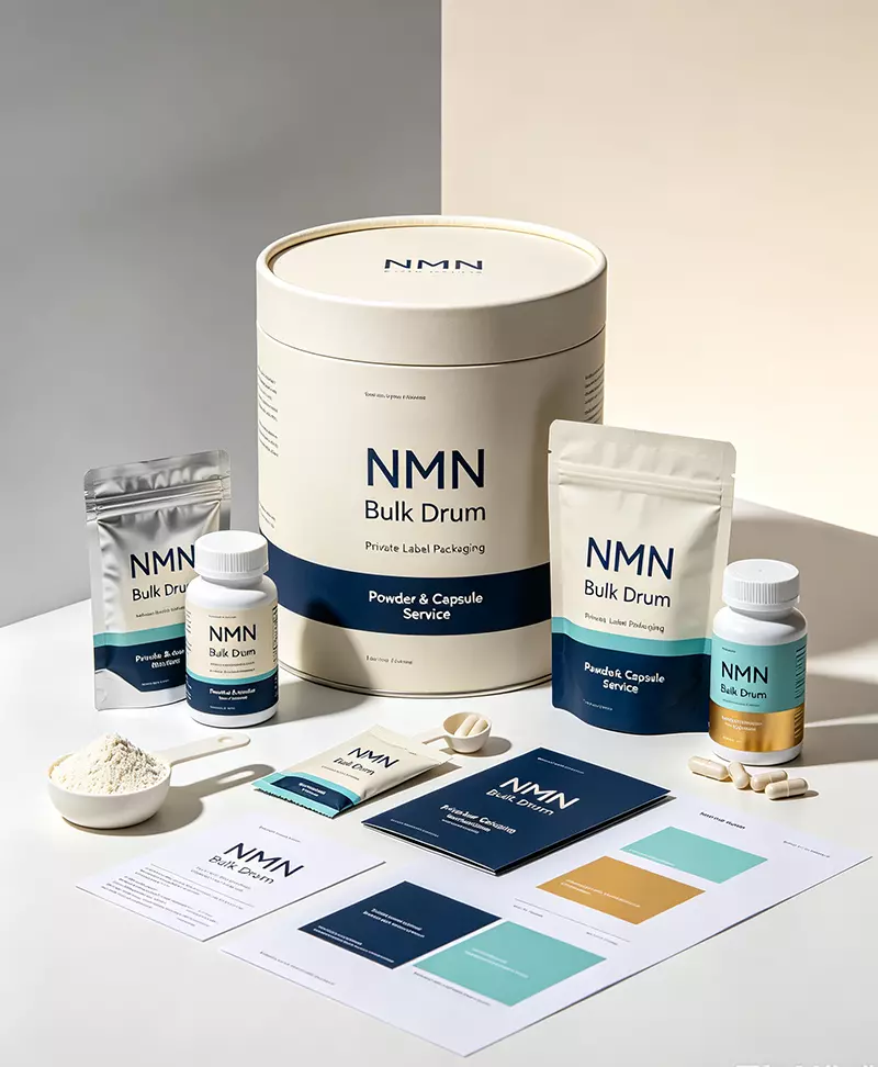 NMN bulk drum and private label packaging