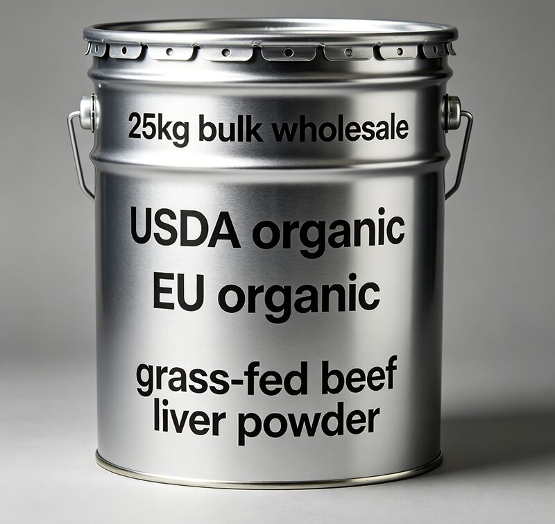 25kg sealed iron drum bulk wholesale USDA EU organic grass-fed beef liver powder