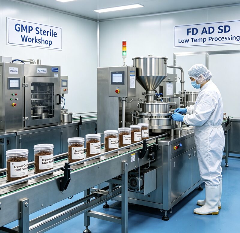 GMP sterile workshop FD AD SD low temp processing organic grass-fed beef liver powder