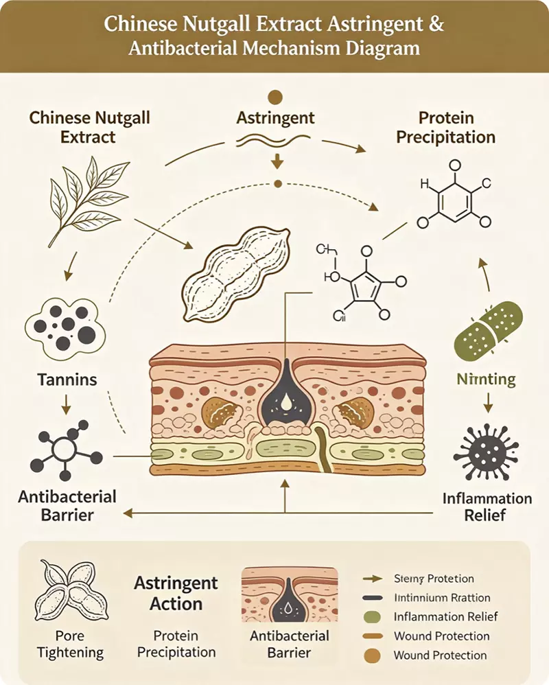 Chinese Nutgall Extract astringent antibacterial mechanism diagram