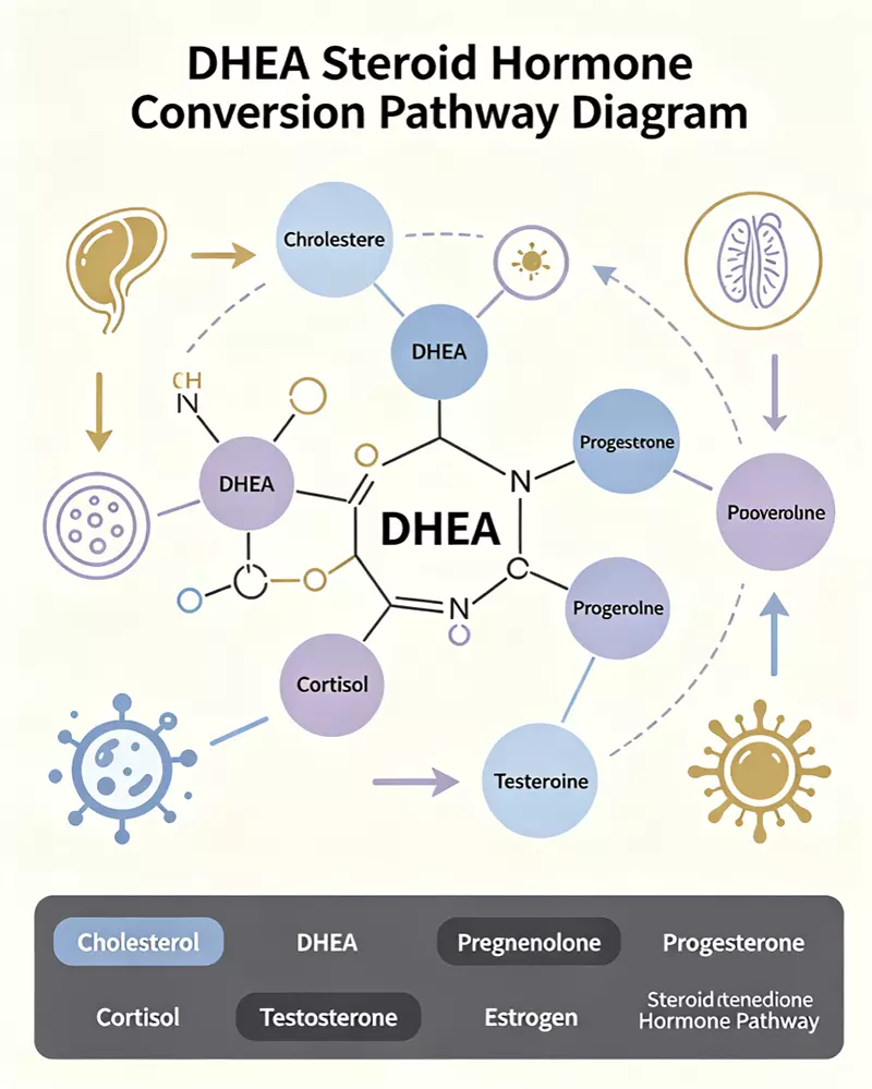 DHEA steroid hormone conversion pathway diagram