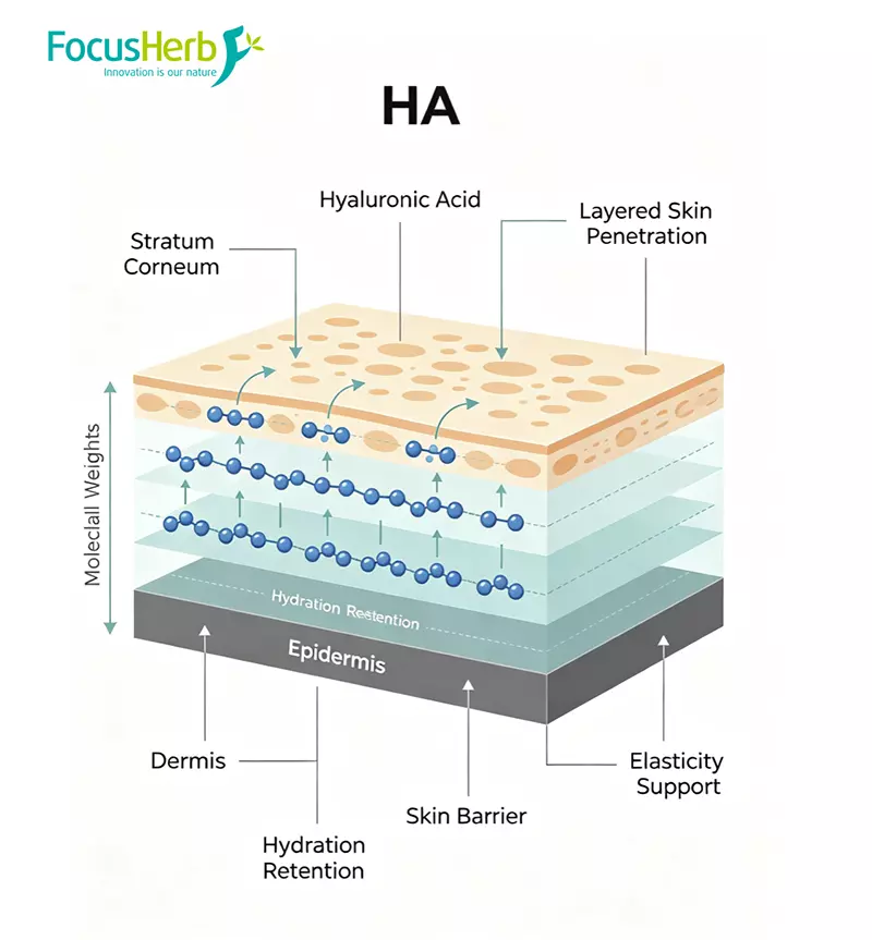 HA layered skin penetration mechanism diagram