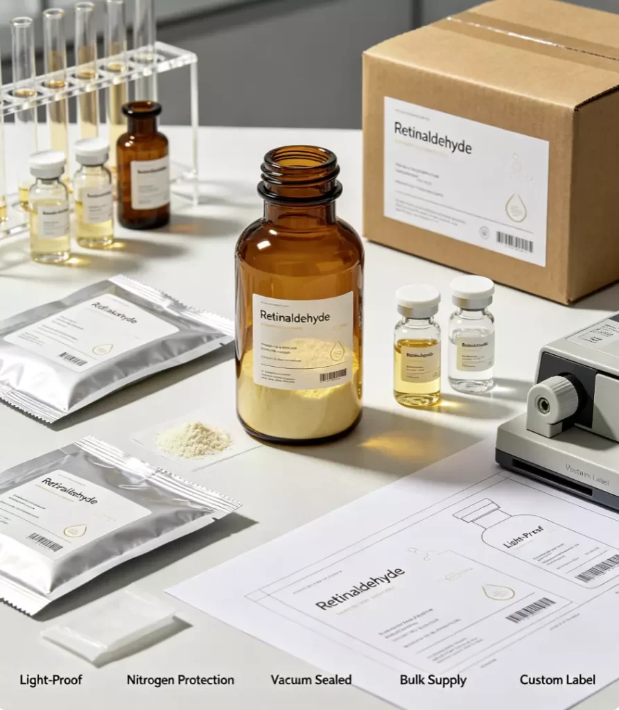 Light-proof nitrogen vacuum customized bulk retinaldehyde packaging