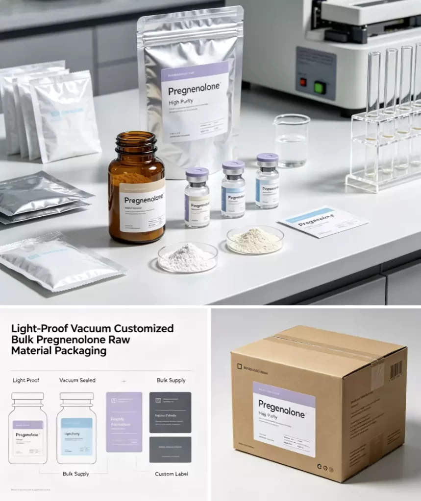 Light-proof vacuum customized bulk pregnenolone raw material packaging