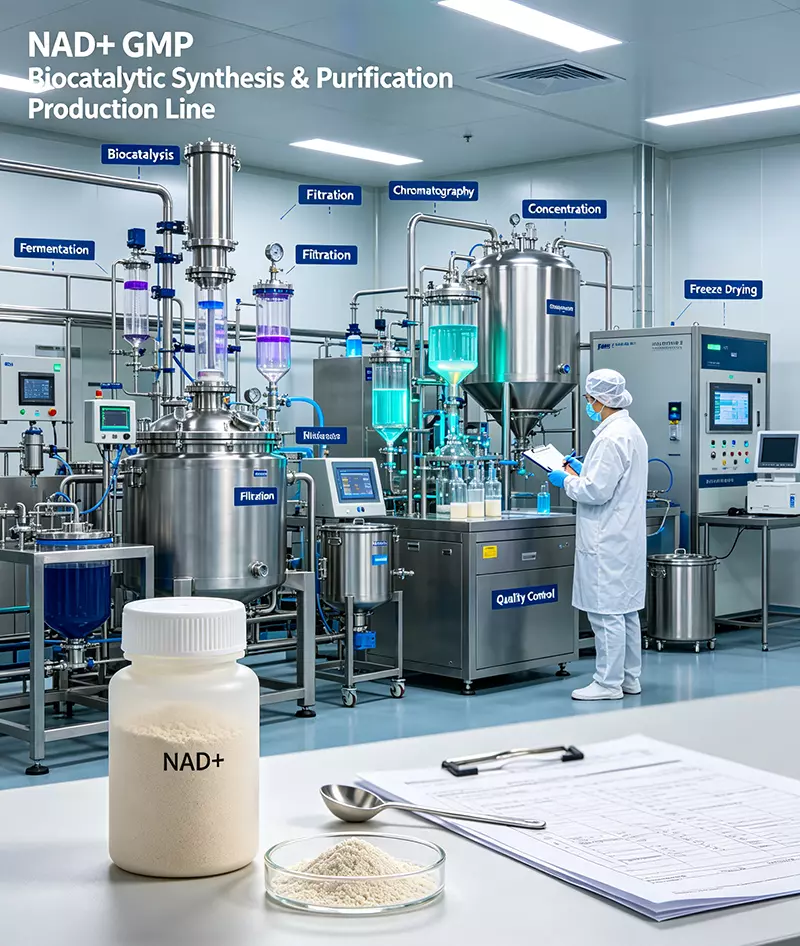 NAD+ GMP biocatalytic synthesis purification production line