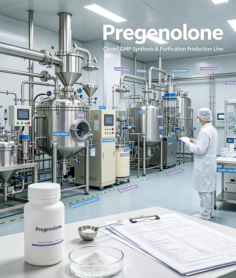 Pregnenolone closed GMP synthesis purification production line