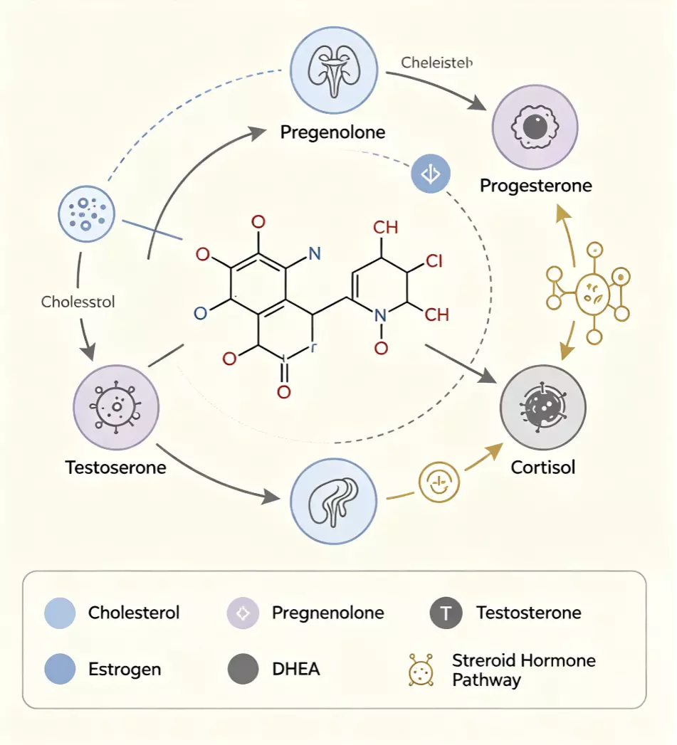 Pregnenolone hormone conversion pathway mechanism diagram