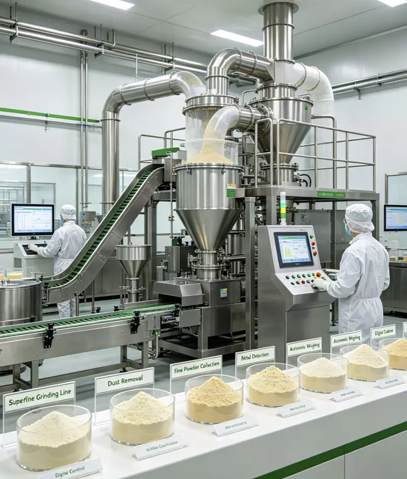 Automatic superfine grinding production line for herbal powder Automatic superfine grinding production line for herbal powder