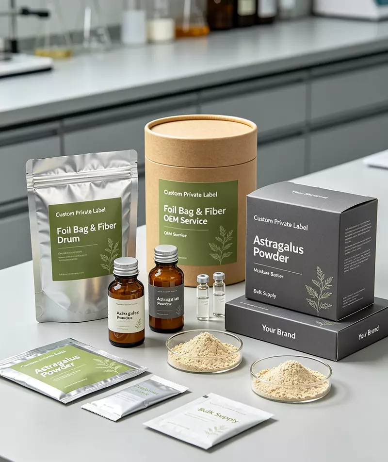 Custom private label foil bag fiber drum OEM service for astragalus powder Custom private label foil bag fiber drum OEM service for astragalus powder